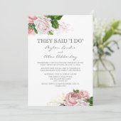 ダスティーローズピンクの花 白い駆け落ちの披露宴 招待状 (スタンド正面)