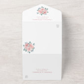 ダスティーローズユーカリ エレガント フラワー ウェディング オールインワン招待状 (外側)