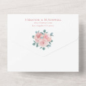 ダスティーローズユーカリ エレガント フラワー ウェディング オールインワン招待状 (裏面)