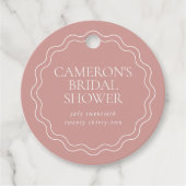 ダスティーローズ | ウェーブ スカロップ ボーダー ブライダルシャワー フェイバータグ (正面)