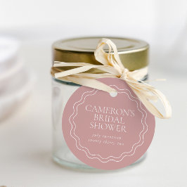 ダスティーローズ | ウェーブ スカロップ ボーダー ブライダルシャワー フェイバータグ