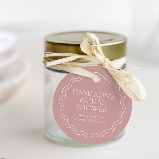 ダスティーローズ | ウェーブ スカロップ ボーダー ブライダルシャワー フェイバータグ