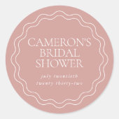 ダスティーローズ | ウェーブ スカロップ ボーダー ブライダルシャワー ラウンドシール (正面)