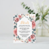 ダスティーローズ エレガント ピンク モーブ ゴールド フローラル エンクロージャーカード (スタンド正面)