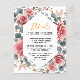 ダスティーローズ エレガント ピンク モーブ ゴールド フローラル エンクロージャーカード