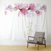ダスティーローズ エレガント フラワー 洗礼 フォトバックドロップ タペストリー (インサイチュ(横))