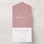 ダスティーローズ エレガント モダン スクリプト ウェディング オールインワン招待状 (内側)