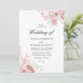 ダスティーローズ エレガント ヴィンテージ ローズ ウェディング 招待状 (スタンド正面)