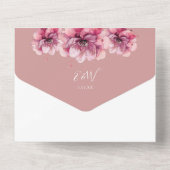 ダスティーローズ エレガント 水彩 フラワー オールインワン招待状 (裏面)