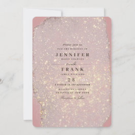 ダスティーローズ グラム ゴールド グリッター エレガント モダン ピンク 招待状