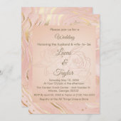 ダスティーローズ＆ゴールドのウェディング招待状 招待状 (正面/裏面)