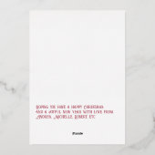 ダスティーローズ&ゴールドギンガムのクリスマスホリデーフォト 箔シーズンカード (裏面)