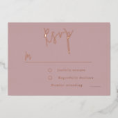 ダスティーローズ ゴールド ピンク ウェディング, ブライズシャワー RSVP 箔招待状 (正面)