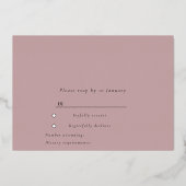ダスティーローズ ゴールド ピンク ウェディング, ブライズシャワー RSVP 箔招待状 (裏面)