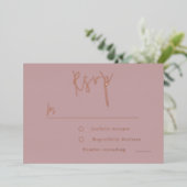 ダスティーローズ ゴールド ピンク ウェディング, ブライズシャワー RSVP 箔招待状 (立ち正面)