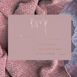 ダスティーローズ ゴールド ピンク ウェディング, ブライズシャワー RSVP 箔招待状