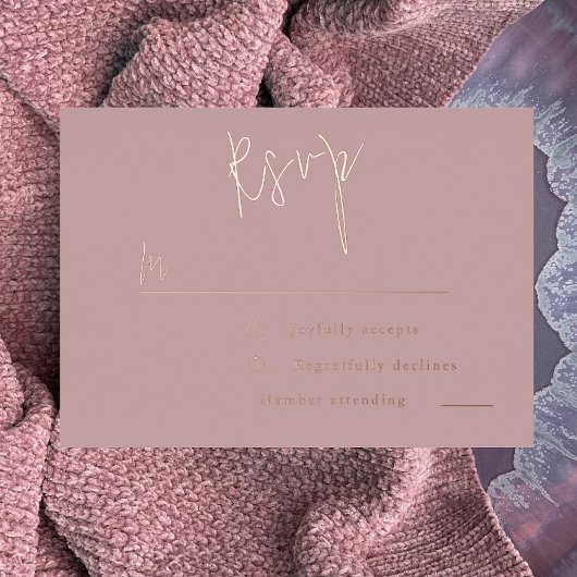 ダスティーローズ ゴールド ピンク ウェディング, ブライズシャワー RSVP 箔招待状