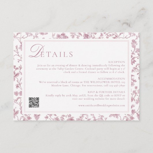 ダスティーローズ シノワズリー ウェディング ディテール エンクロージャーカード (正面)