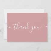 ダスティーローズ シンプル モダン エレガント スクリプト サンキューカード (正面)