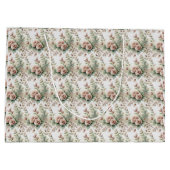 ダスティーローズ・セージグリーン 花柄 ウェディング ベビーシャワー ラージペーパーバッグ (裏面)