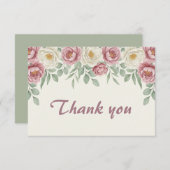 ダスティーローズ ピオニー ブライダルシャワー 感謝カード (正面/裏面)
