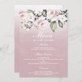ダスティーローズ ピンク ブラッシュ 水彩画 誕生日 結婚式 メニュー (正面/裏面)