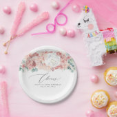 ダスティーローズ ピーチ フローラル エレガント ボタニカル ペーパープレート (パーティー)