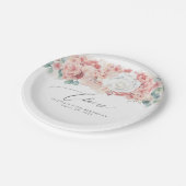 ダスティーローズ ピーチ フローラル エレガント ボタニカル ペーパープレート (アングル)