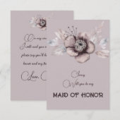 ダスティーローズ フラワーの結婚式のサポーターになってくれる？ 招待状 (正面/裏面)