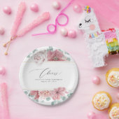 ダスティーローズ フラワーズ エレガント ボタニカル ペーパー プレート (パーティー)