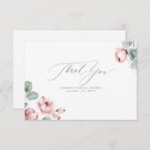 ダスティーローズ フラワー エレガント 小さな サンクス サンキューカード (正面/裏面)