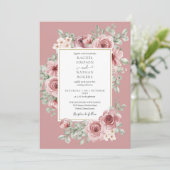 ダスティーローズ フラワー QR コード ウェディング 招待状 (スタンド正面)