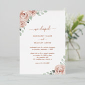 ダスティーローズ フローラル エレガント ウェディング レセプション 箔招待状 (立ち正面)