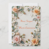 ダスティーローズ フローラル フェイク レース フォト ウェディング 招待状 (裏面)