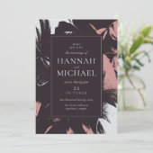 ダスティーローズ ブラック アブストラクト フローラル ウェディング 招待状 (スタンド正面)