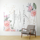 ダスティーローズ ブラッシュピンク フラワーのウェディング小道具 タペストリー (インサイチュ(横))