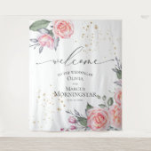 ダスティーローズ ブラッシュピンク フラワーのウェディング小道具 タペストリー (正面)