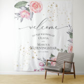 ダスティーローズ ブラッシュピンク フラワーの結婚式小道具 タペストリー (インサイチュ)