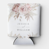 ダスティーローズ ブラッシュ アイボリー フローラル ウェディング レセプション 缶クーラー (正面)