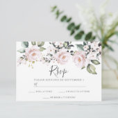 ダスティーローズ ブラッシュ ピンクの花 ウェディング 婚約 出欠カード (スタンド正面)