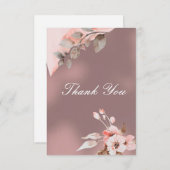 ダスティーローズ ブラッシュ ピンク 水彩 フラワー ウェディング サンキューカード (正面/裏面)