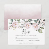 ダスティーローズ ブラッシュ ピンク 花 ウェディング 婚約 出欠カード (正面/裏面)