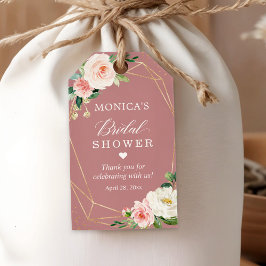 ダスティーローズ ブラッシュ フラワーブライダルシャワー サンクス ギフトタグ