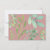 ダスティーローズ ボタニカル グリーン ウェディング RSVP カード (裏面)