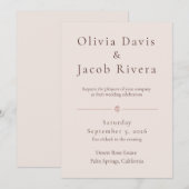 ダスティーローズ ミニマル ウェディング 招待状 (正面/裏面)