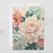 ダスティーローズ、ミントグリーン、ブッシュの花をフィーチャーした春のウェディング 招待状 (裏面)