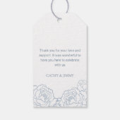 ダスティー中国のブルーダブル結婚ハピネスラベル ギフトタグ (裏面)