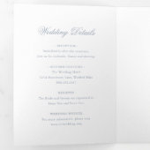 ダスティー伝統的ブルーエレガフォーマルントウェディング 三つ折り招待状 (内部最初)