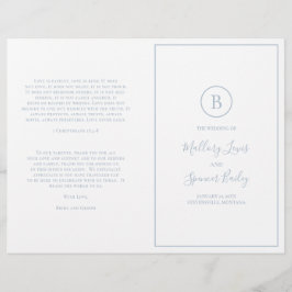 ダスティー伝統的ブルーエレガントな結婚式プログラム