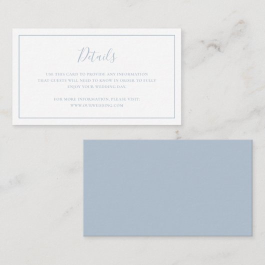 ダスティー伝統的ブルーエレガントな結婚式 エンクロージャーカード (正面/裏面)